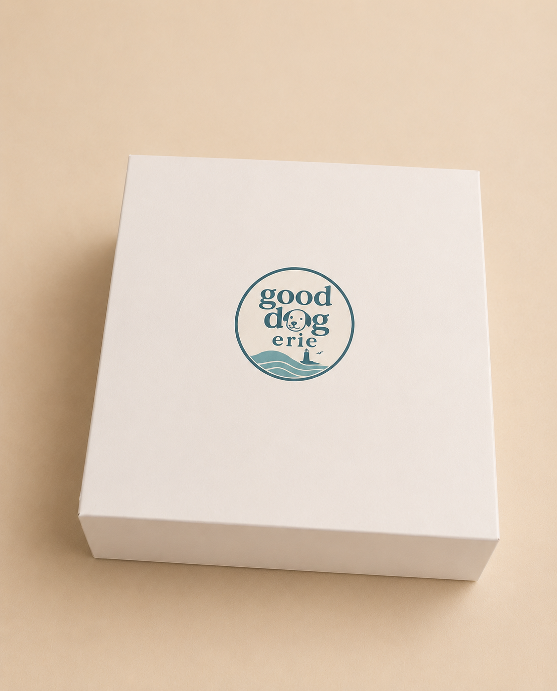 A Good Dog Erie box, packed and ready to hand-deliver